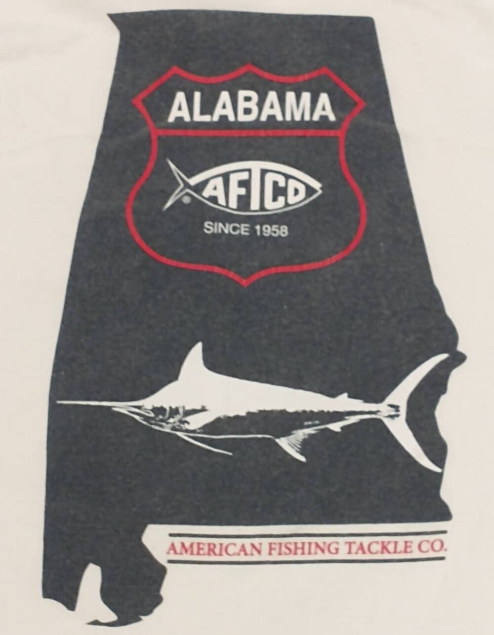 AFTCO Men S T-Shirt Alabama Fishing Graphics Long Sleeve Pocket Cotton White